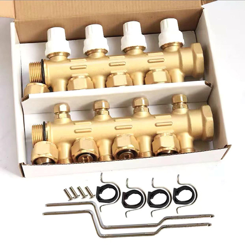 黄铜路分集水器  黄铜锻造地暖分水器2345678工程款 4分6分地暖管