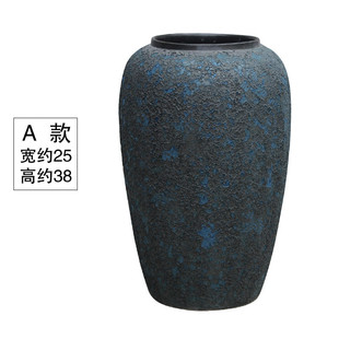 粗陶做旧土花盆复古陶瓷手工景德镇罐子坛子花瓶会所餐厅摆件软装