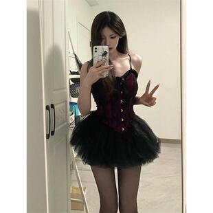 美式 高货速发宫廷风甜辣套装 性感辣妹抹胸上衣蓬蓬半身裙子两件套