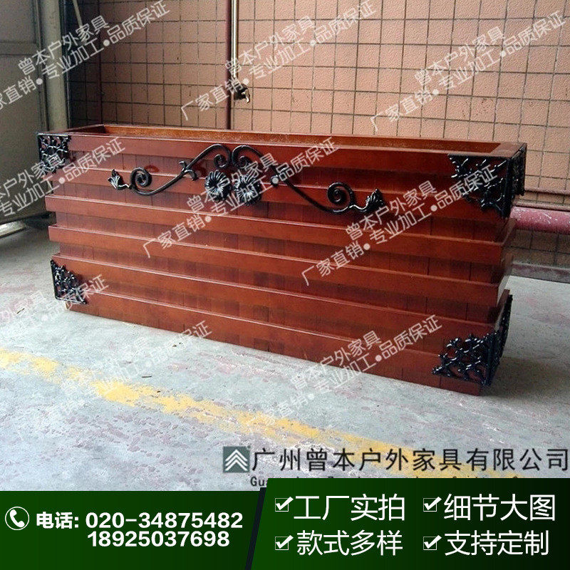 厂家批发花箱花箱防腐木花槽木质花盆 道路公园绿化隔离实木