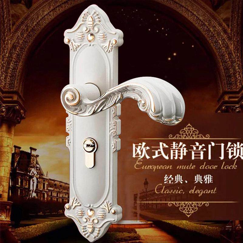 白色可调欧式室内门锁黄古铜家用通用型房门锁整套静音旧门换锁