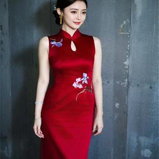 高货晨袍女新娘婚礼结婚出阁宴回门敬酒服新中式 红色旗袍订婚礼服