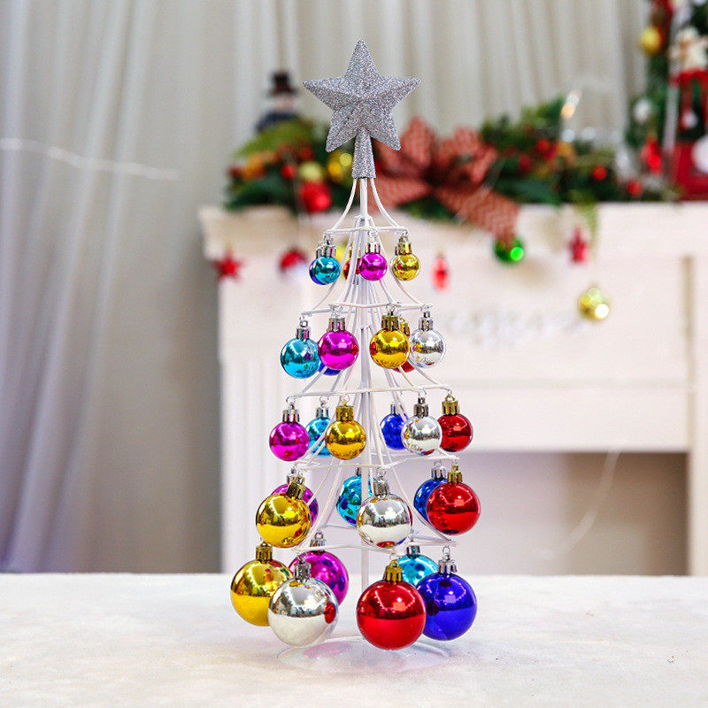 圣诞节装饰品桌面迷你圣诞树球圣诞铁艺树橱窗道具圣诞装饰摆件