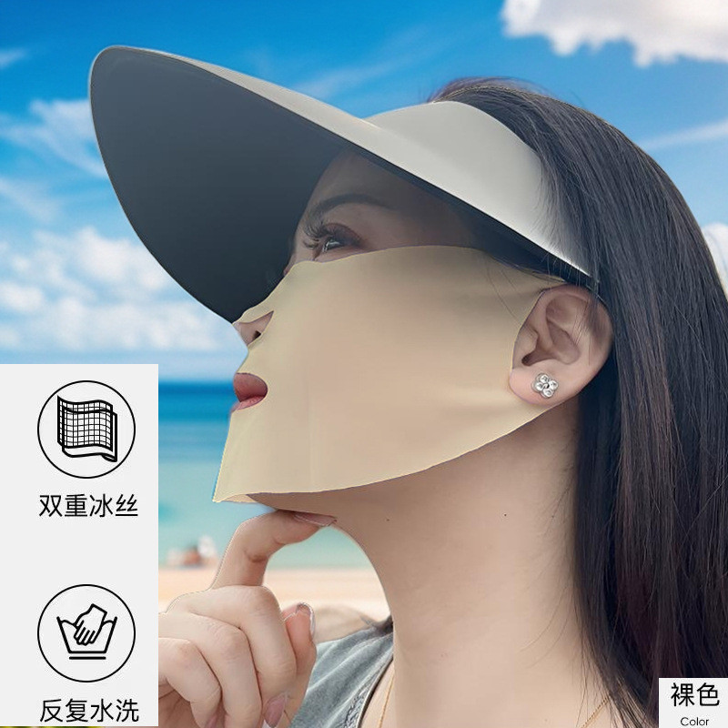 夏季新款冰丝防晒口罩女士透气薄款保湿面膜挂耳式遮阳面罩