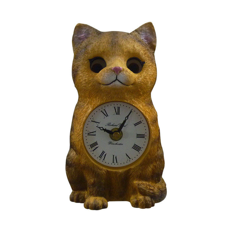 卡通家居雕塑图片装饰客厅招财猫摆件树脂工艺品开业闹钟装饰品