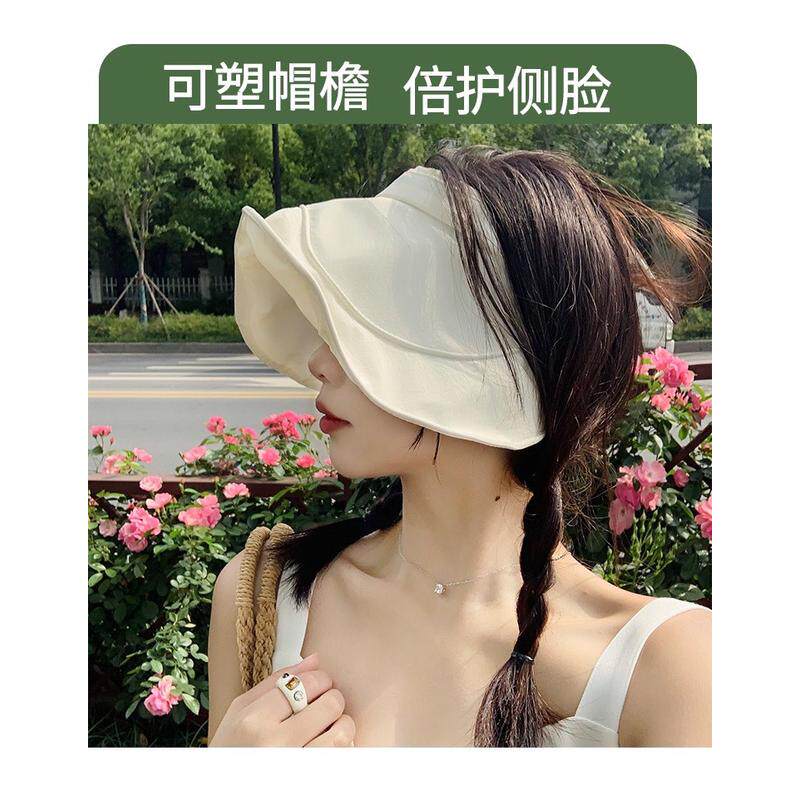 某下同款蛋卷帽遮阳帽空顶帽子黑胶防晒帽女防紫外线户外遮光透气