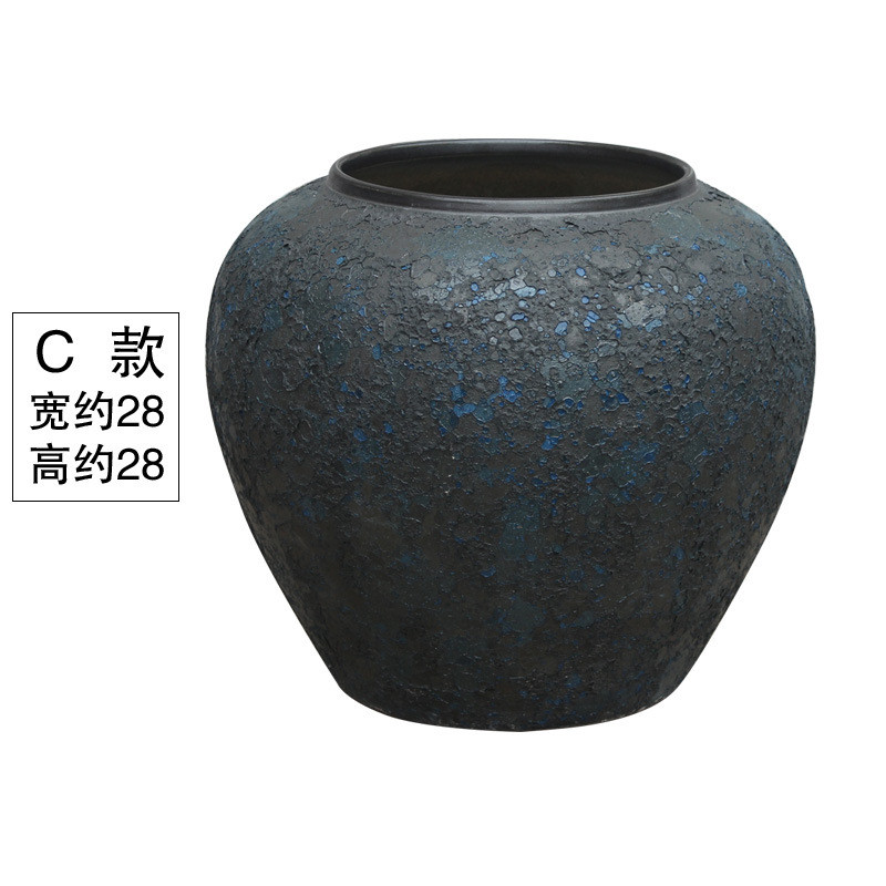 粗陶做旧土罐子软装陶瓷手工景德镇花盆坛子花瓶会所餐厅摆件复古