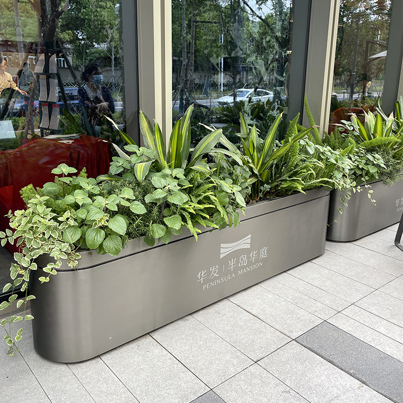 户外不锈钢花箱组合铝合金围栏花盆广场商场酒店铁艺花坛