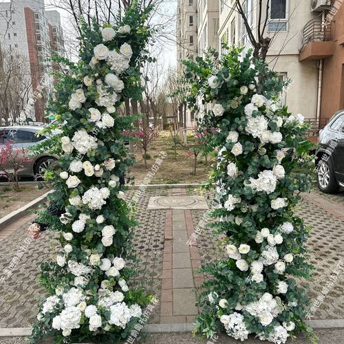 世爵上新婚礼生日party假花装饰2.1*1.8m背景墙绿植款造型牛角花