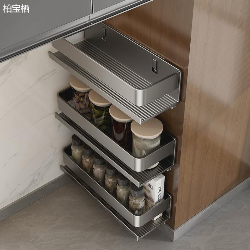 枪灰调味料架壁挂式免打孔20cm25长35小尺寸小型窄迷你厨房置物架图片