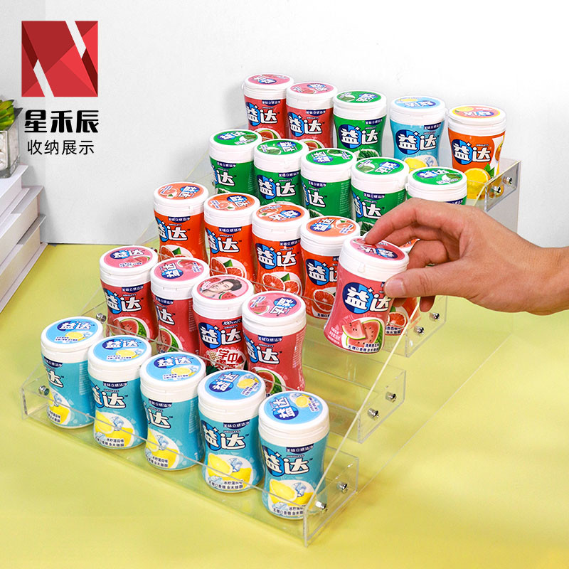 亚克力展示架桌面饮料零食小货架槟榔饮料展示架口香糖阶梯展示架
