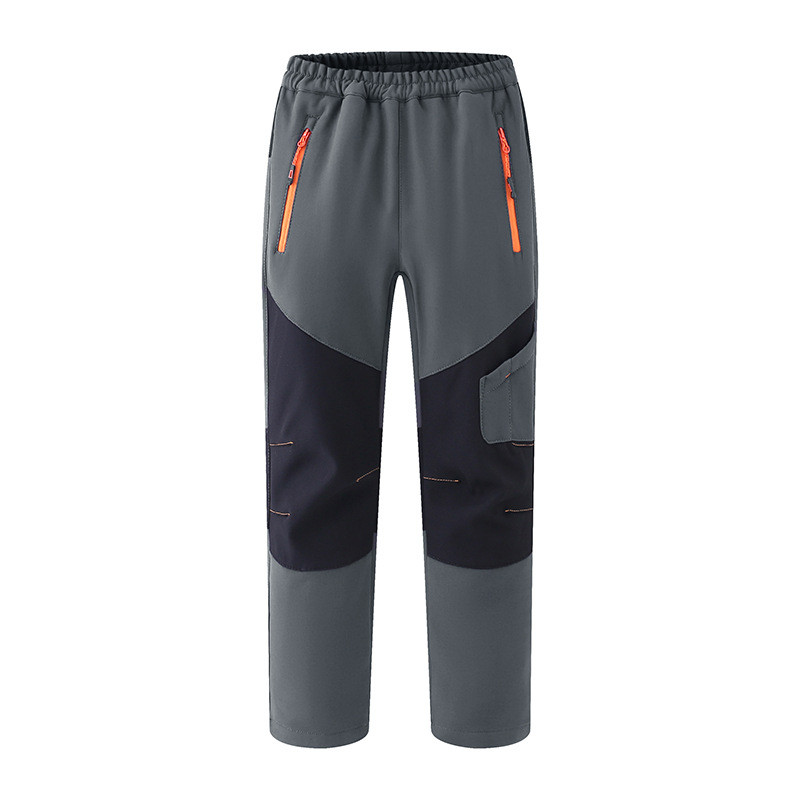 儿童户外软壳裤防水防风裤女童加绒保暖滑雪秋冬徒步登山冲锋裤男