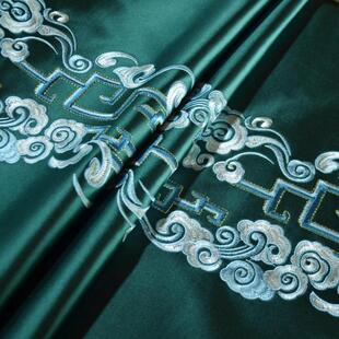 厂家批发中式刺绣高精密祥云面料红木沙发坐垫太师圈椅电脑绣花