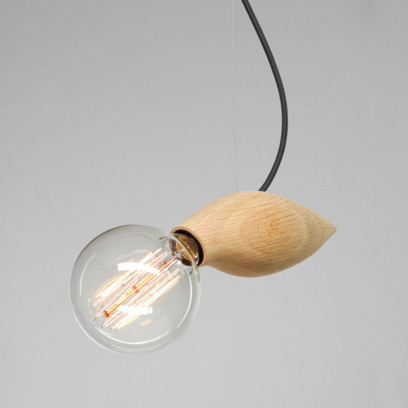 设计师餐厅装饰木质珠子吧台日式吊灯复古实木单头灯原木艺术