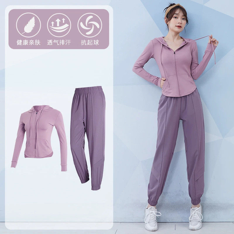 瑜伽服长袖女专业健身房训练晨跑步运动服时尚网红高级健身服套装