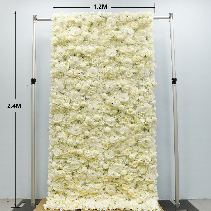 白色3d布底假花户外活动婚庆仿真玫瑰花背景墙墙布置装饰花墙批发