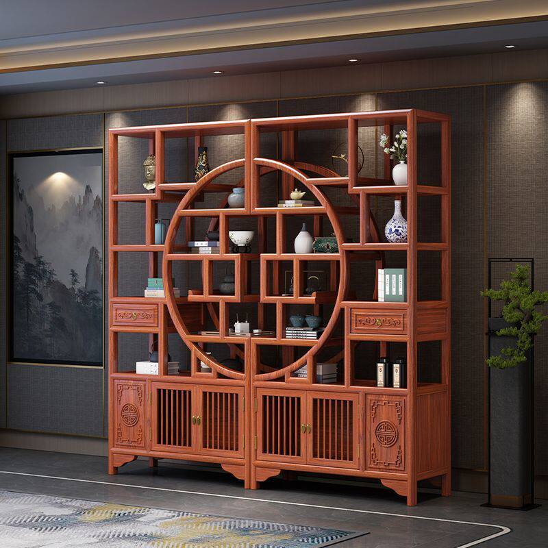 新中式博古架客厅隔断中式仿古多宝阁茶叶架书架展示柜置物架实木