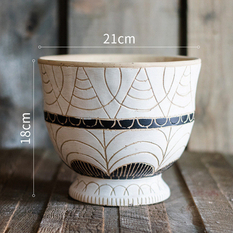 复古美式水泥盆风格花盆花器粗陶花瓶中型号艺术花园装饰特大其他