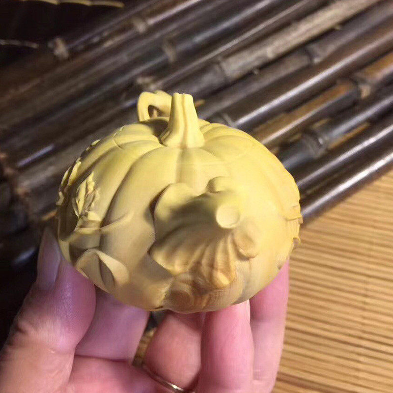南瓜木大叶黄杨壶雕刻手把件家居客厅书房摆饰摆件茶宠送礼品供应