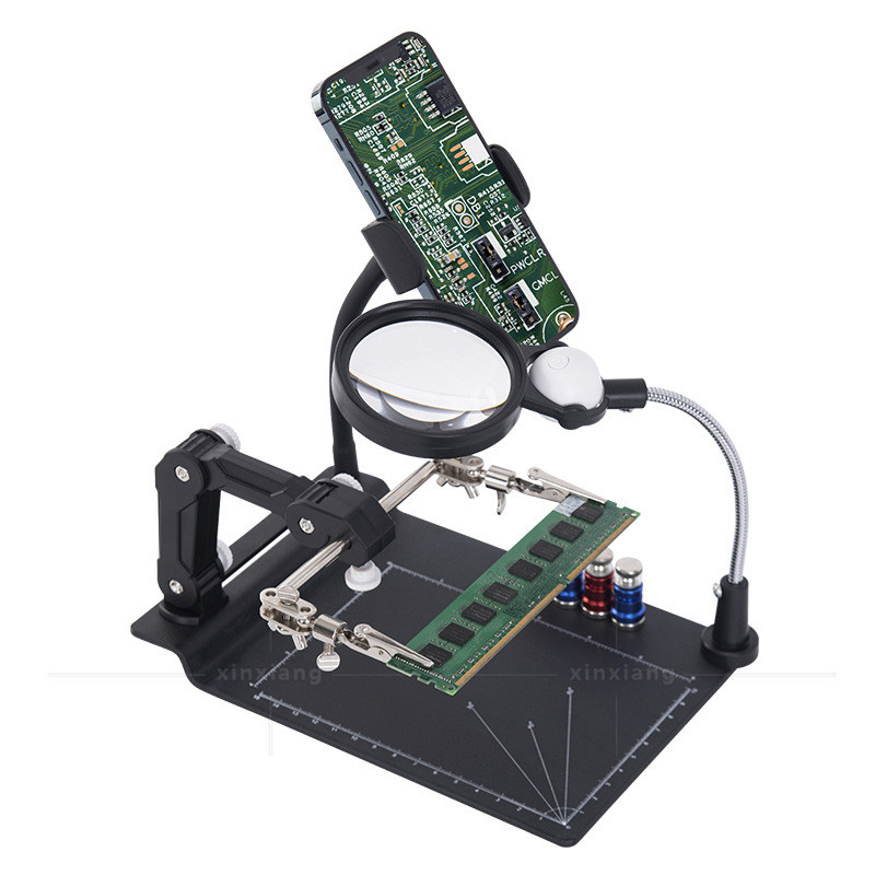 支架2led灯光源电路板芯片手机维修工具金属台式放大镜新品