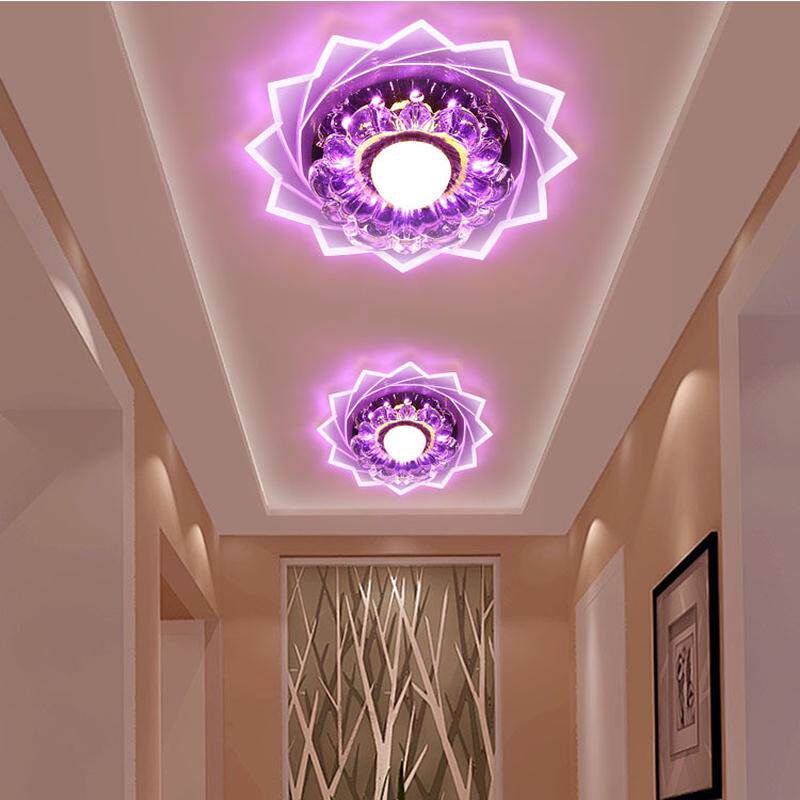 七彩led客厅圆形筒灯走廊孔灯水晶玄关筒灯入户门厅灯天花灯过道