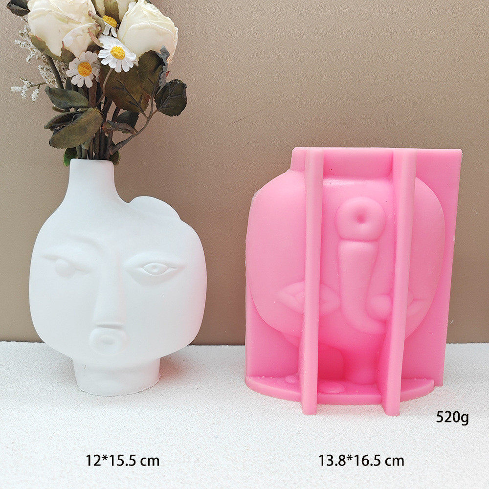 欧式怪诞模具创意石膏工艺多肉花盆硅胶模具，香薰蜡烛摆件人脸