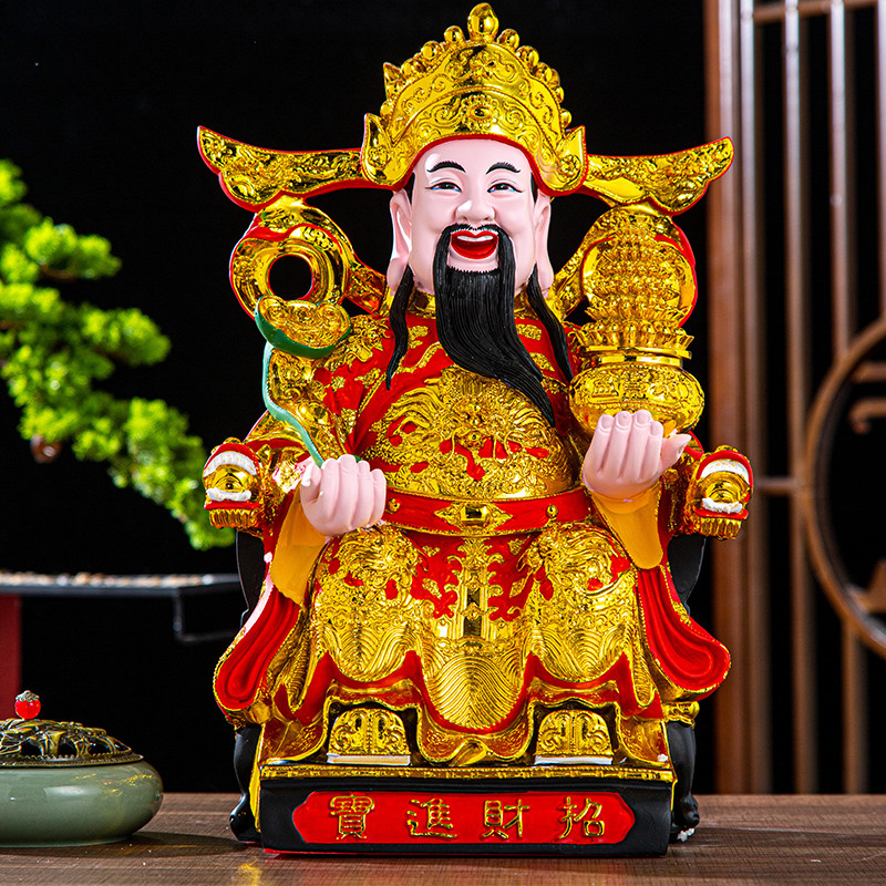 财神爷文财神爷如意财神九龙财神树脂佛像乔迁开业摆件12寸16寸