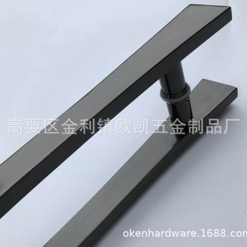 玻璃门把手欧式拉手电镀黑工艺拉手不锈钢咖啡厅西餐厅推拉门把手