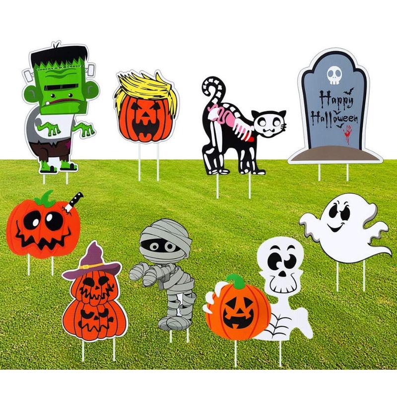 定制万圣节装饰地插牌户外防雨庭院标志牌草坪南瓜幽灵装饰地插