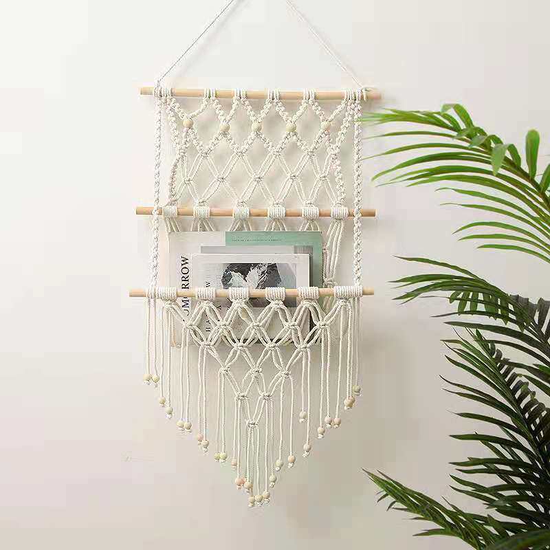 编织挂毯收纳书架置物架网兜书架棉绳编织墙饰壁挂绿植杂志挂毯,居家布艺,挂毯/壁毯,淘宝优惠券,粉丝福利购,淘宝优惠卷