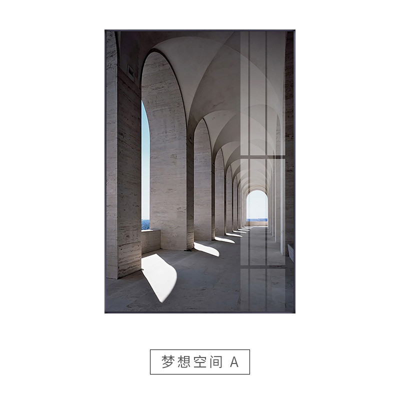 办公室壁画工业风玄关装饰画空间建筑客厅墙面挂画loft现代楼梯间图片