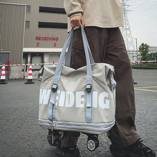 行李袋收纳包带轮可拓展耐磨男女大容量出差短途旅行包运动健身包