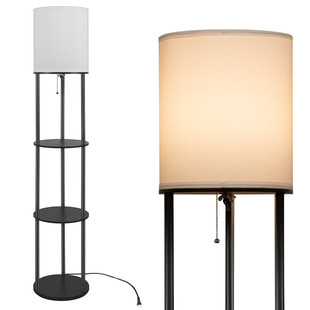 电商置物架落地灯圆柱布罩灯落地灯拉链架子书架