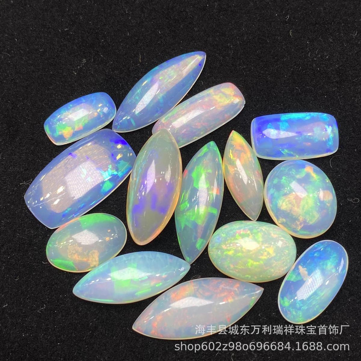 天然欧珀杂配饰吊坠裸石火彩缤纷澳宝蛋白石欧泊戒面形吊坠批发