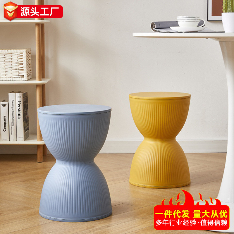 北欧换鞋凳时尚加厚塑料圆凳现代简约矮凳家用客厅创意王子凳