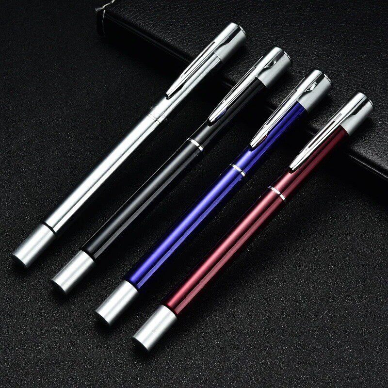 厂家供应商务礼品斜口金属中性中油盖双色笔身不锈钢拔笔签字笔