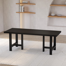 全实木餐桌中民宿黑色原木大板桌子家用小户型复古长方形简约古风