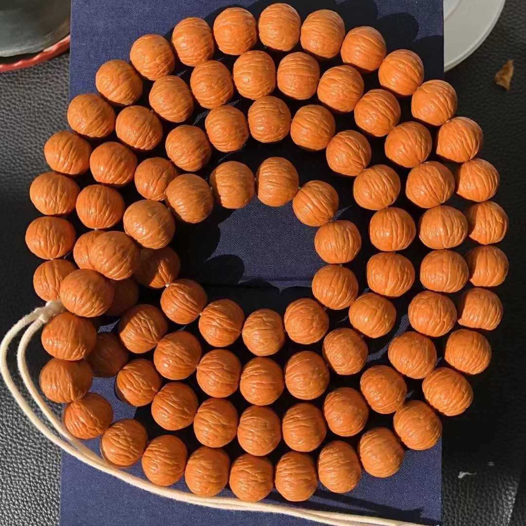 全品原老树皮聚宝盆长串88颗文玩猴头核桃长串