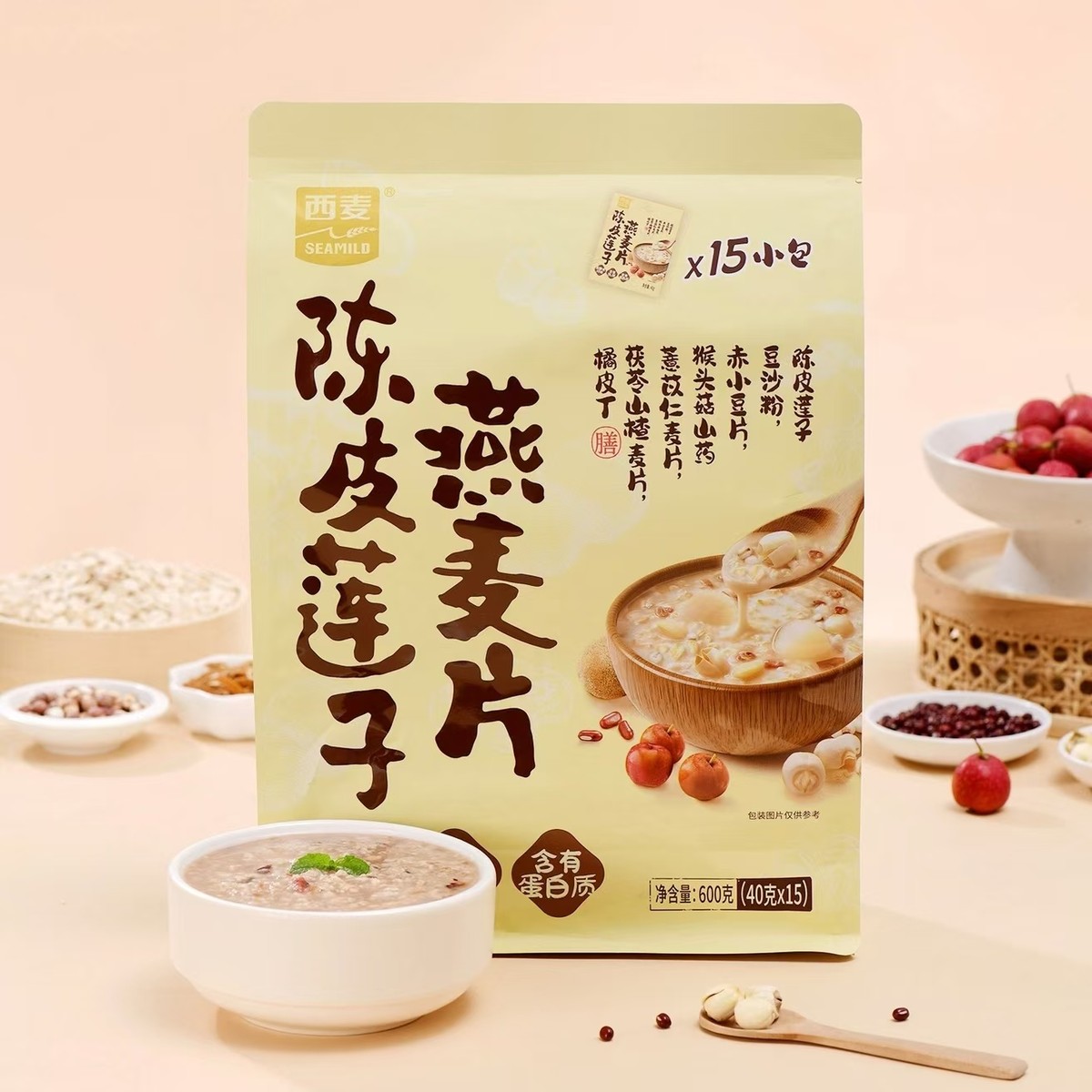 新货西麦陈皮莲子茯苓山药健康养生冲饮营养早餐高膳食纤维燕麦片