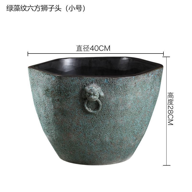 仿古大号大缸荷花缸养鱼缸庭院民宿陶瓷酒店仿石水缸大厅睡莲大型