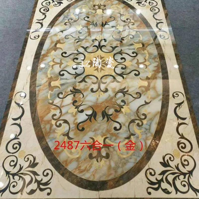 微晶石k金拼花地板砖800x800客厅餐厅水刀地毯入户玄关仿瓷砖拼图