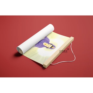新品 挂像家用 紫衣观音观世音挂画竖版 观音菩萨办公室房间民族立式