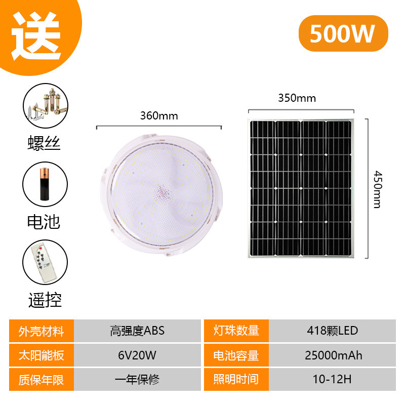 太阳能吸顶灯室内卧室户外走廊现代简约遥控家用led感应照明