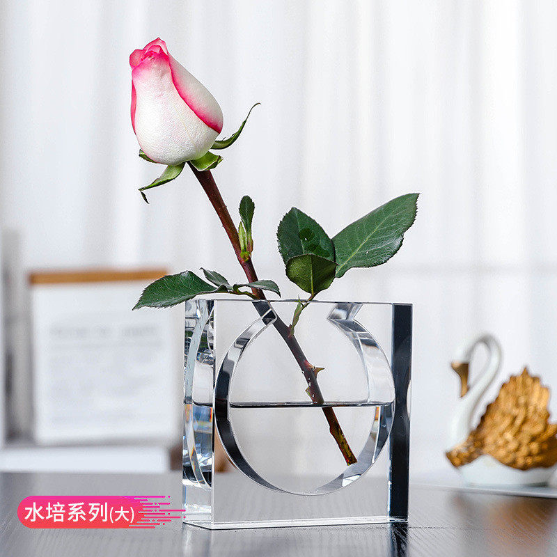 礼品欧式水晶工艺品玻璃小花瓶家居餐桌小花瓶办公桌插花装饰摆件