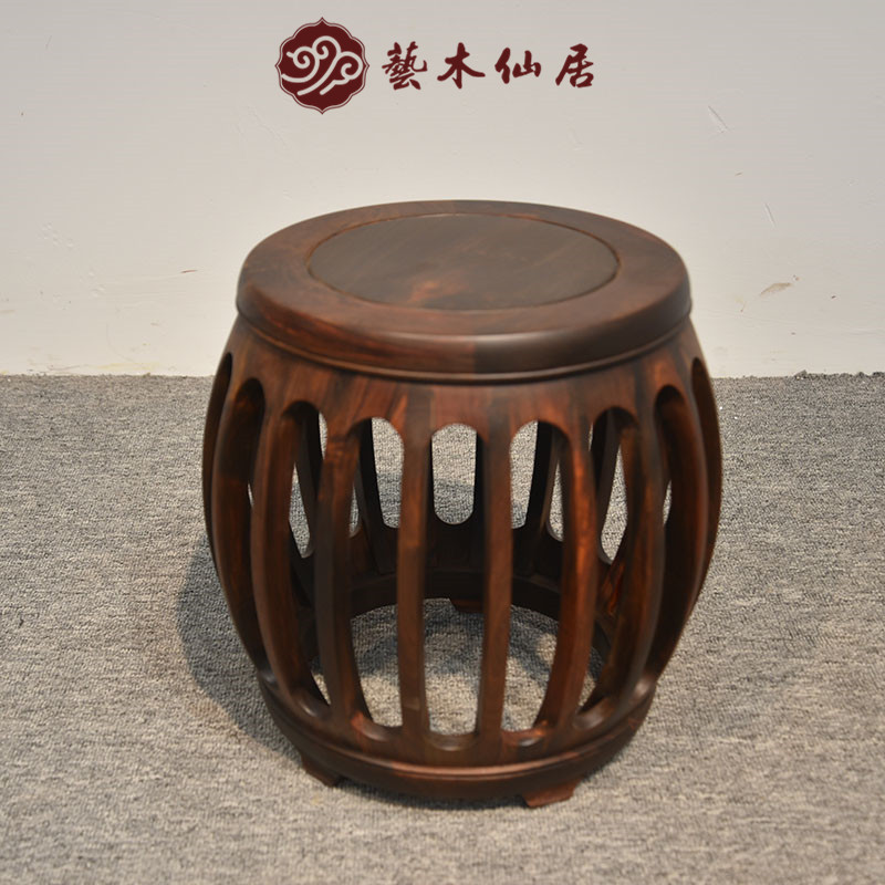 大红酸枝单卖一个鼓凳琴凳古圆凳古筝凳子交趾黄檀换鞋矮中式