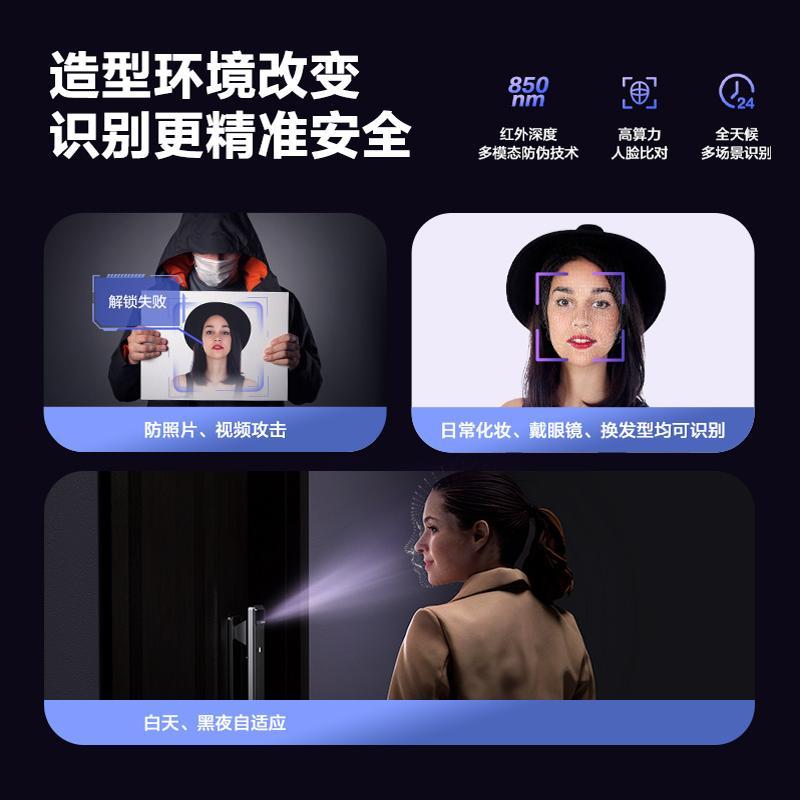萤石人脸识别智能锁可视大屏猫眼电子锁智能门锁入户门Y3000FVS