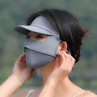 遮全脸防晒面罩口罩防护女防紫外线脸罩夏帽子一体开车冰丝基尼