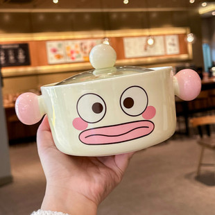 可爱小丑陶瓷泡面碗带盖大容量螺蛳粉碗可微波炉学生宿舍专用汤碗