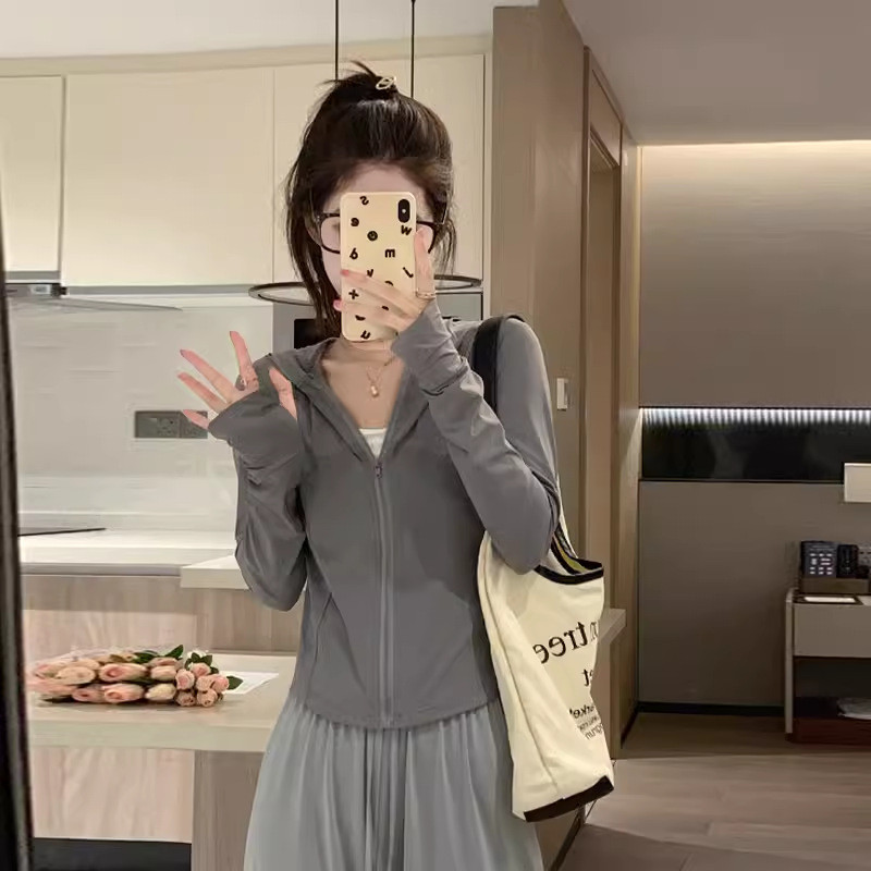 冰丝修身防晒衣女款夏季粉色瑜伽运动服收腰上衣外套2025新款外套
