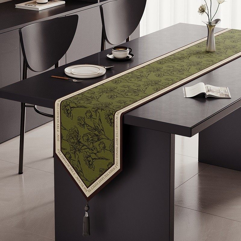 美式复古桌旗餐桌中间长条台布高级感茶几电视柜边柜台面装饰盖布